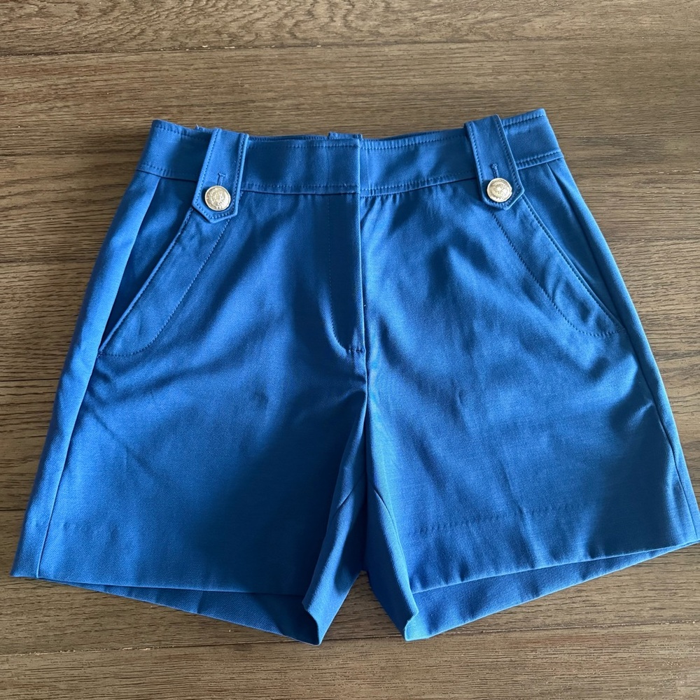 White House Black Market High Waist Blue\Silver Shorts Size 6